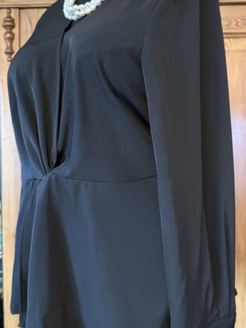 Eloquii Navy Shirred Mock Neck Blouse Size 18 NWT - Picture 3 of 8